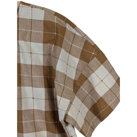 Roolee Top Women size XXL Plaid Swiss Dot Check Blouse Back Button Cottagecore - Picture 4 of 10